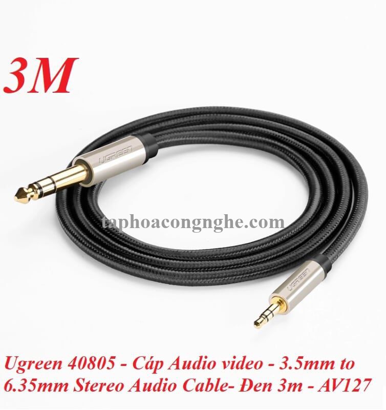 Ugreen 40805 3M màu Đen Cáp âm thanh 3.5mm sang 6.5mm cao cấp AV127 30040805